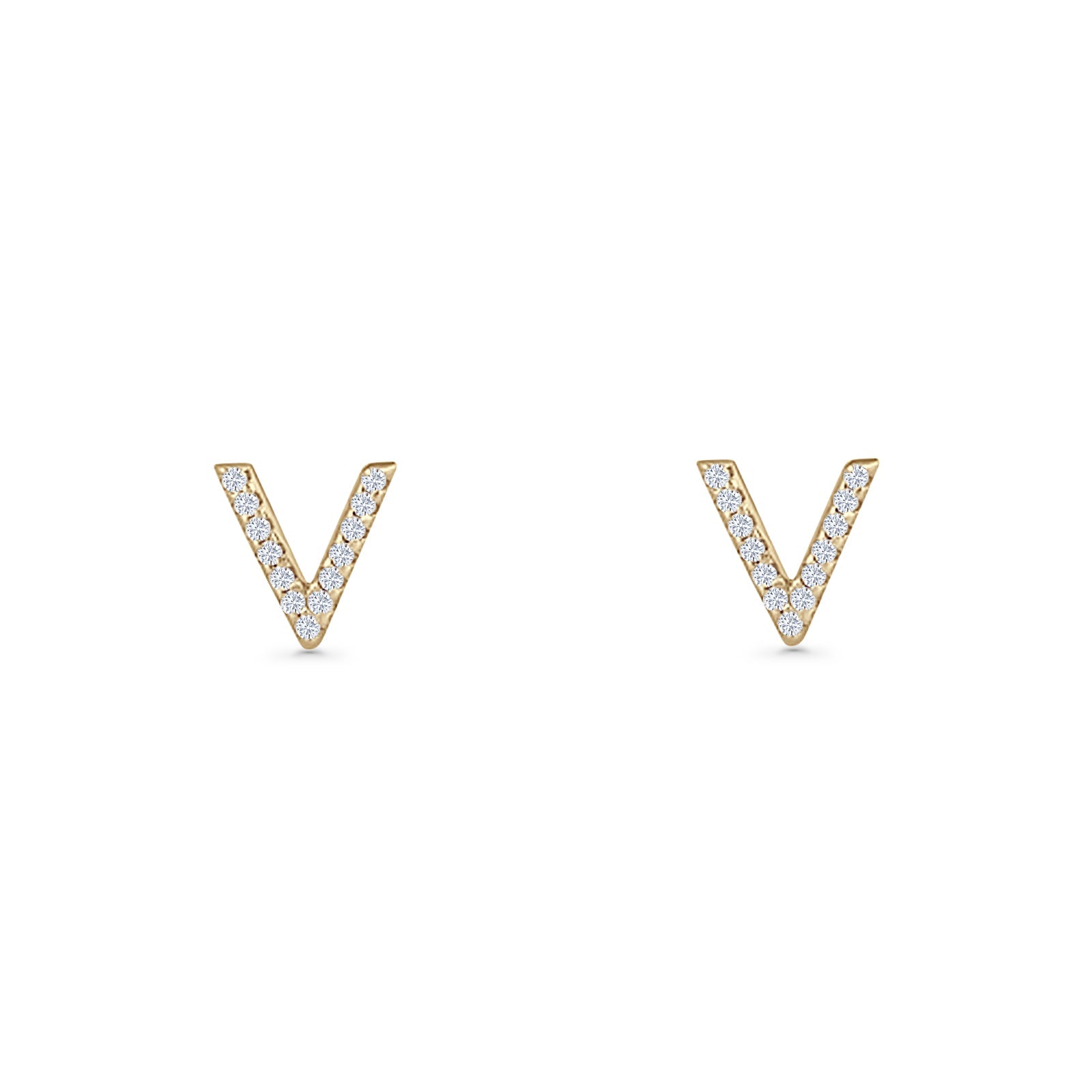 Initial V Stud Earrings