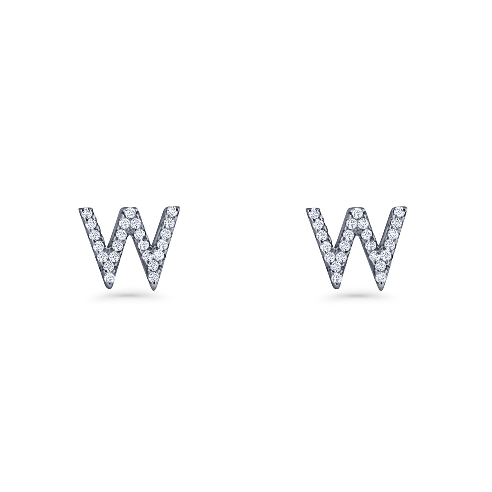 Initial W Stud Earrings