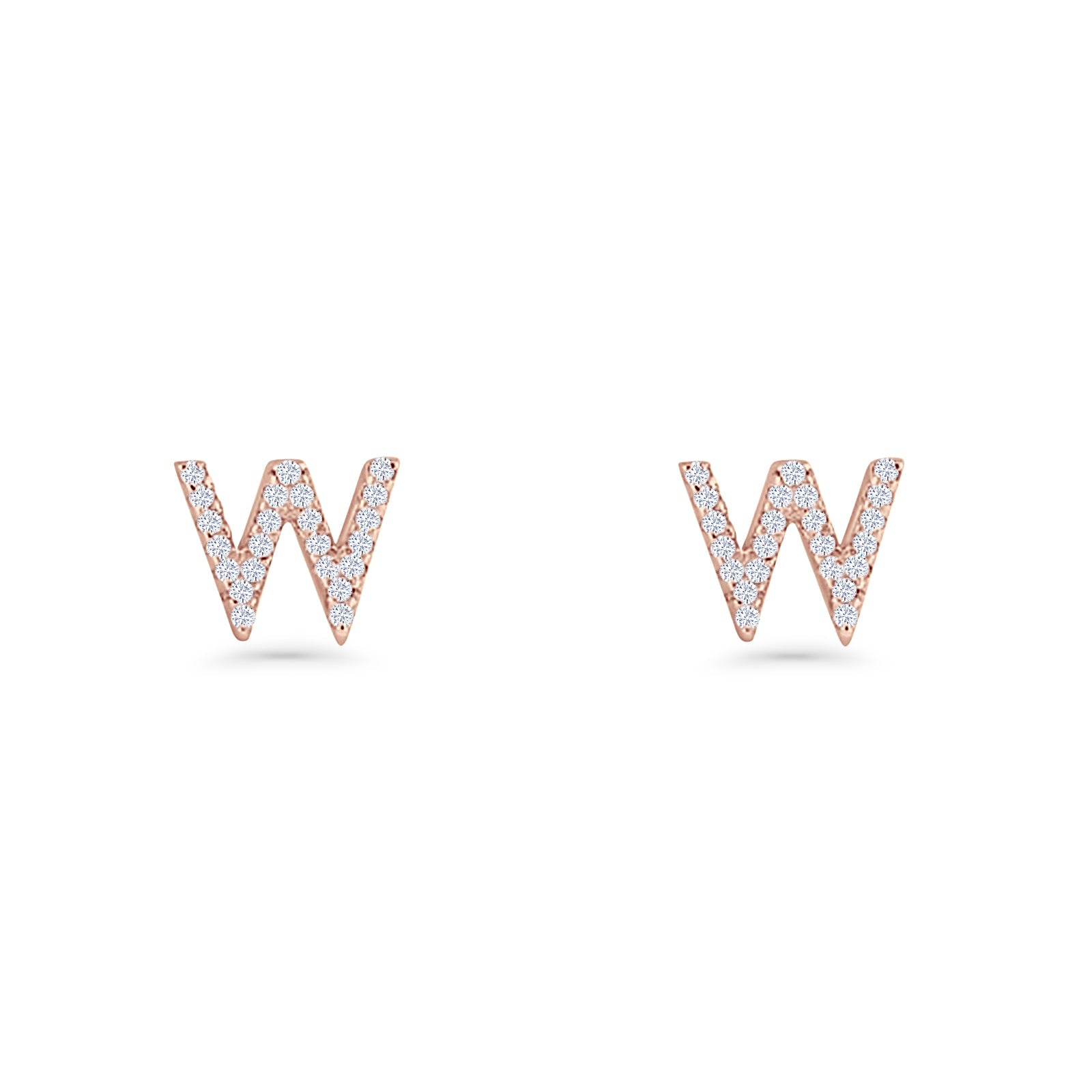 Initial W Stud Earrings
