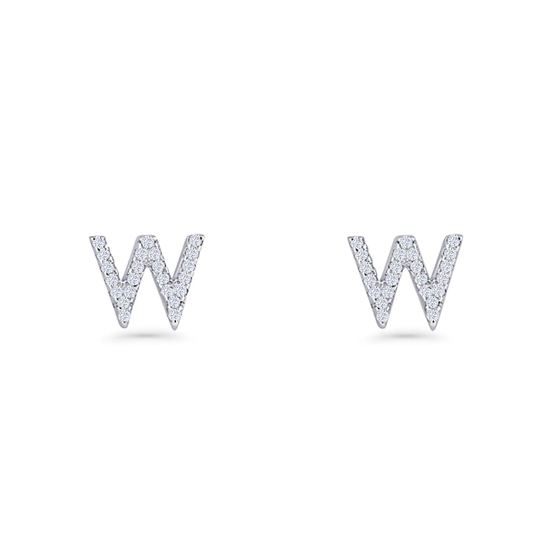 Initial W Stud Earrings