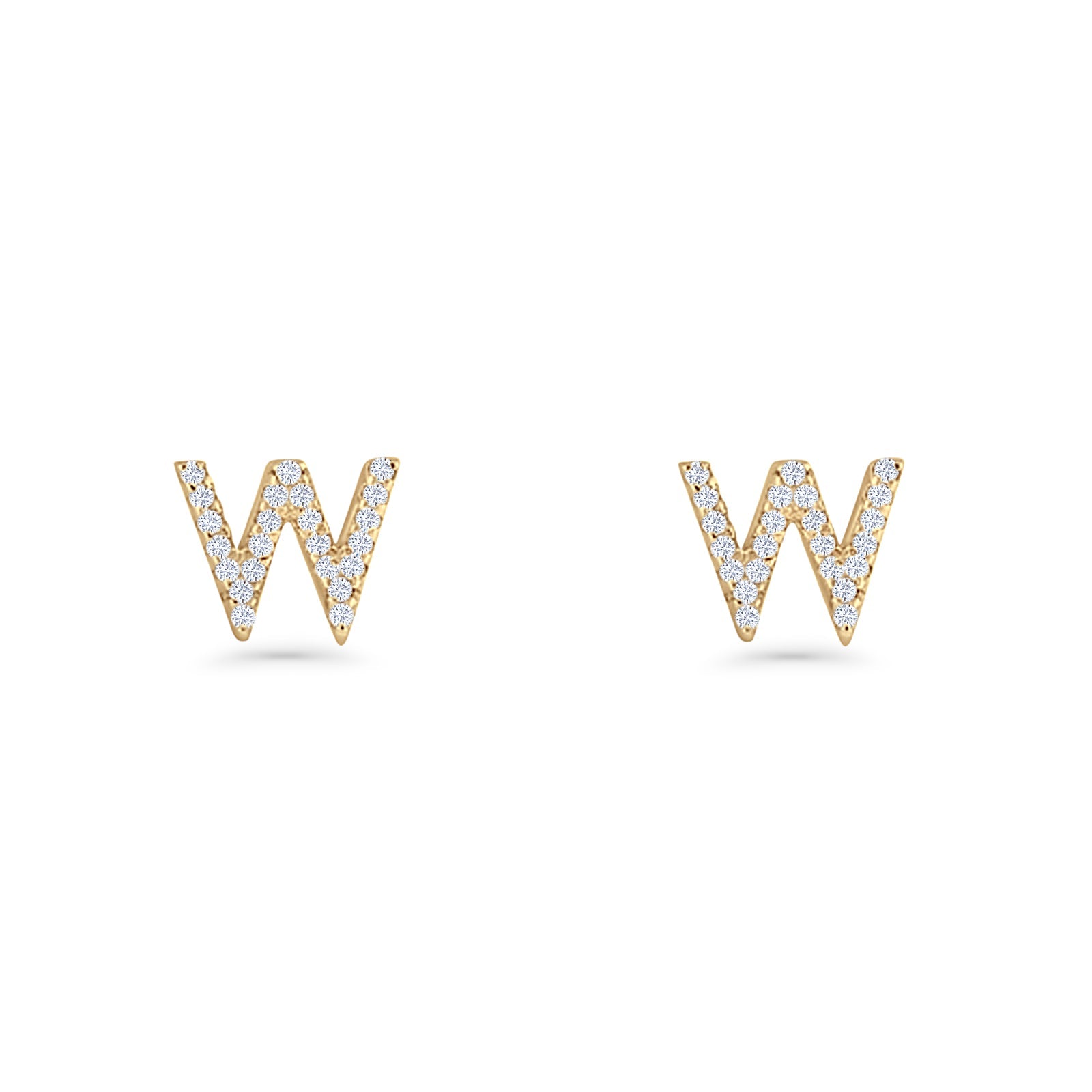 Initial W Stud Earrings