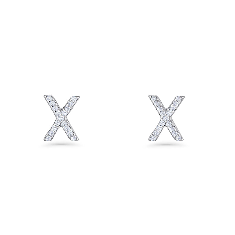 Initial X Stud Earrings