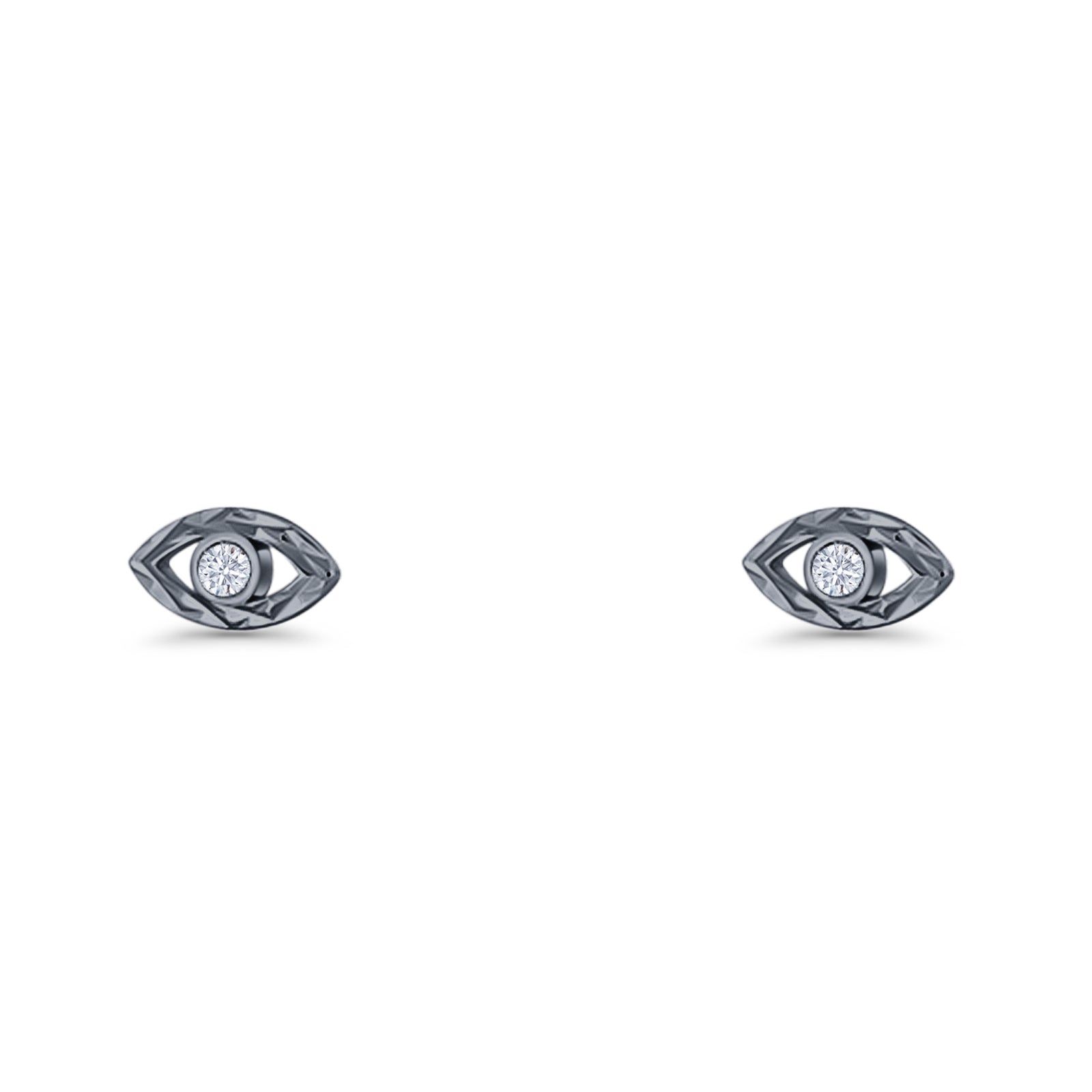 Round CZ Evil Eye Earrings