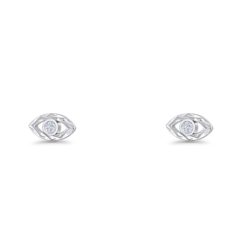 Round CZ Evil Eye Earrings