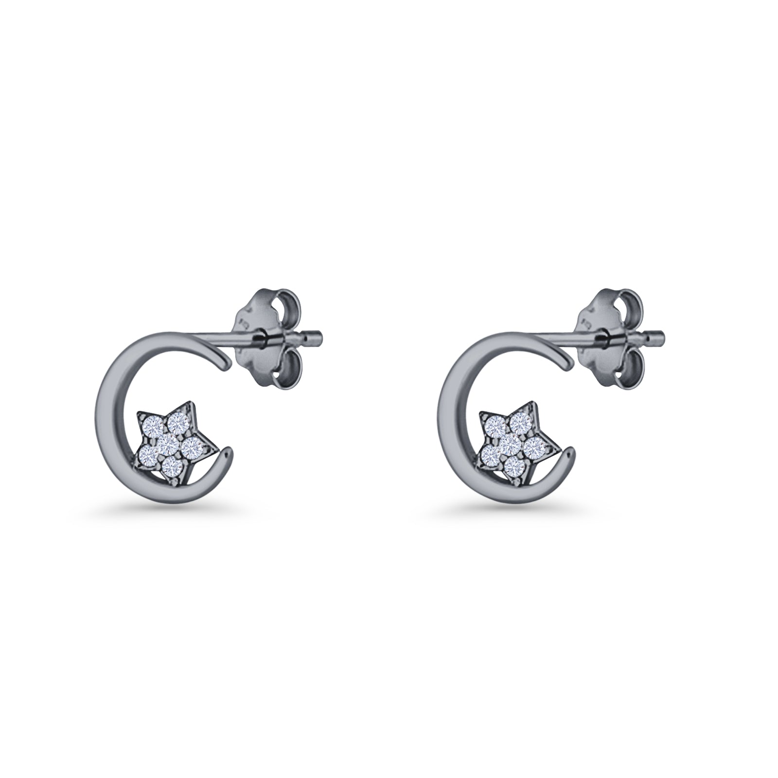 Cat Moon Stud Earring