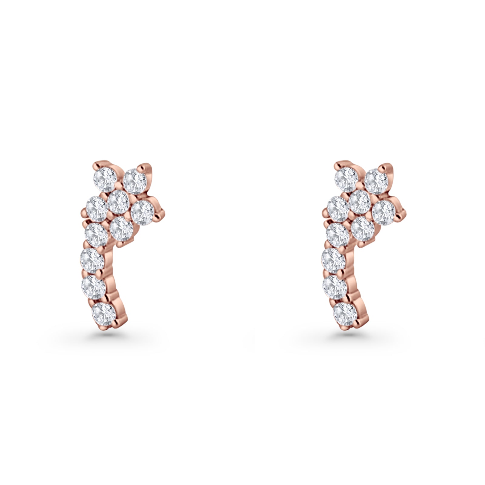 Minimalist 10mm Flower Stud Earrings Cubic Zirconia 925 Sterling Silver