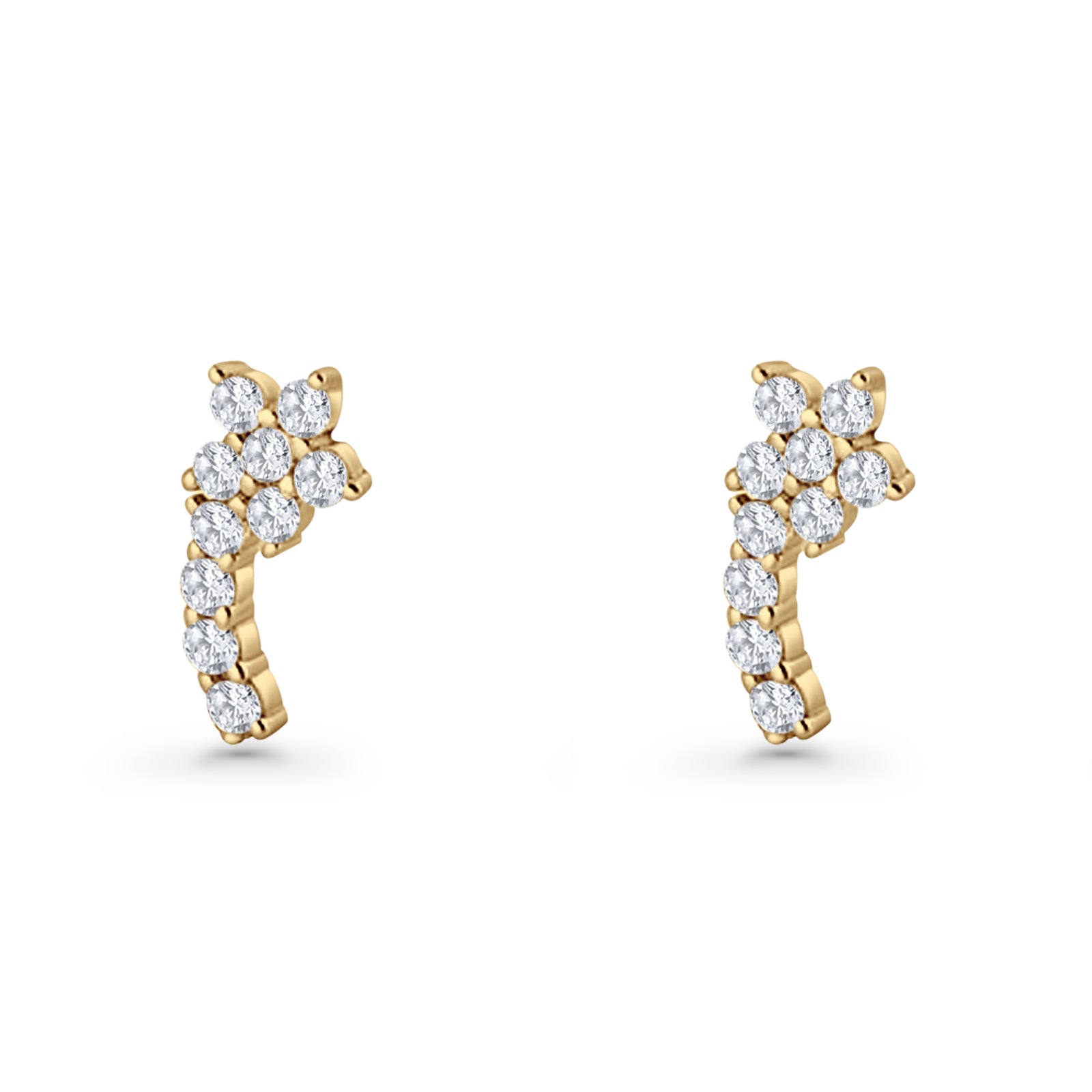 Minimalist 10mm Flower Stud Earrings Cubic Zirconia 925 Sterling Silver