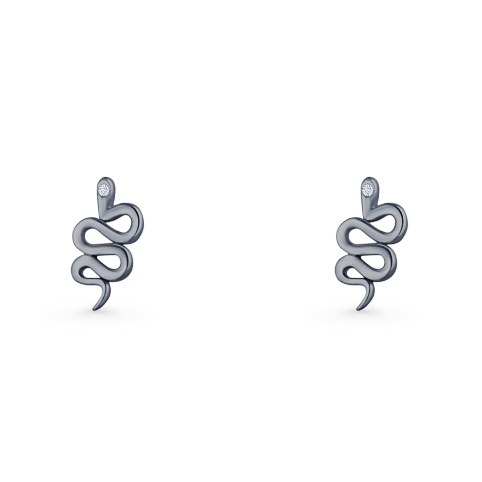 Vintage Style 10.5mm Snake Earrings Cubic Zirconia 925 Sterling Silver