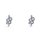 Vintage Style 10.5mm Snake Earrings Cubic Zirconia 925 Sterling Silver