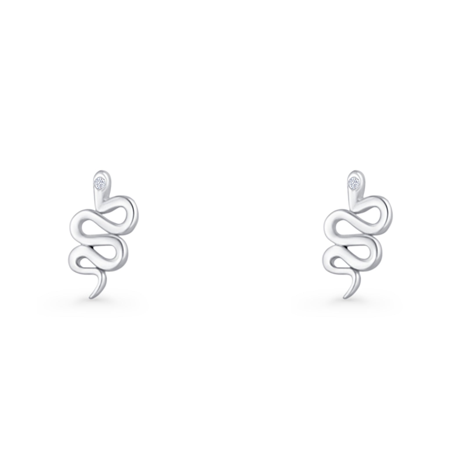 Vintage Style 10.5mm Snake Earrings Cubic Zirconia 925 Sterling Silver