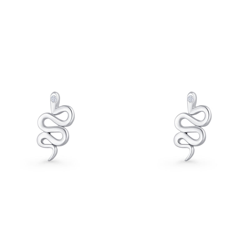 Vintage Style 10.5mm Snake Earrings Cubic Zirconia 925 Sterling Silver