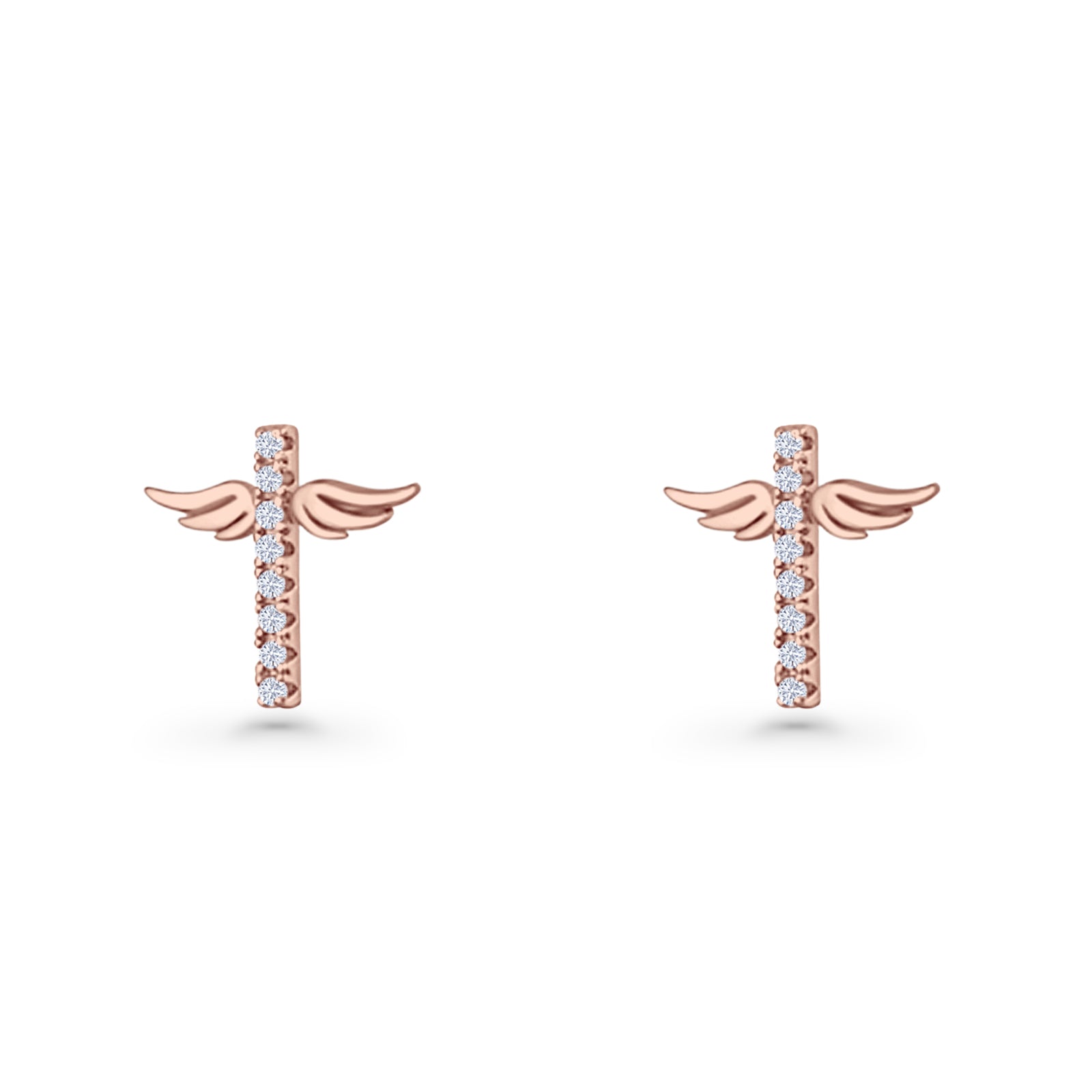 Angel Wings Cross Stud Earrings