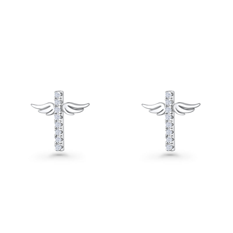 Angel Wings Cross Stud Earrings