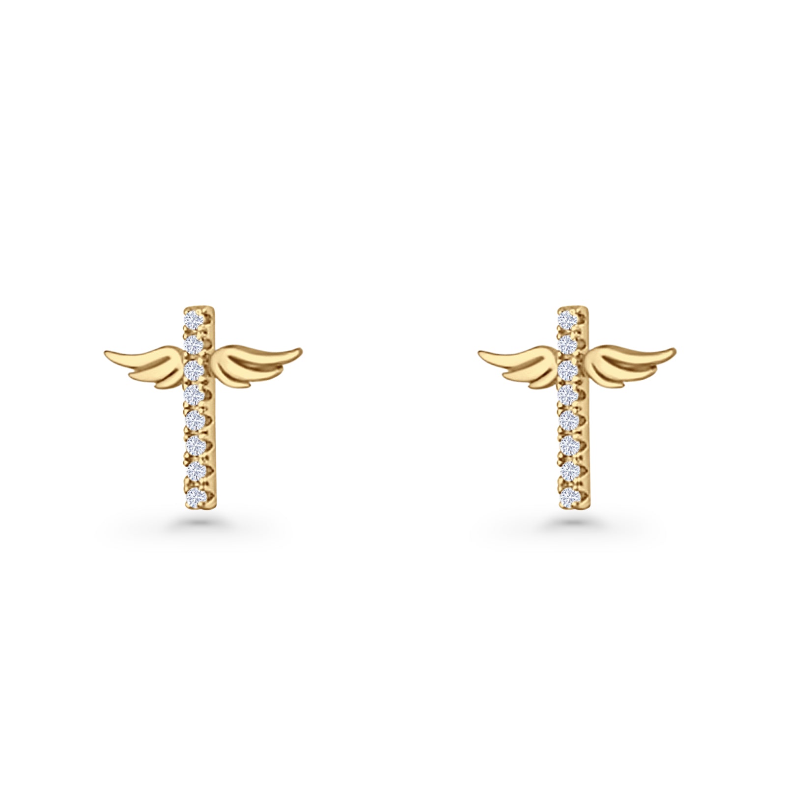 Angel Wings Cross Stud Earrings