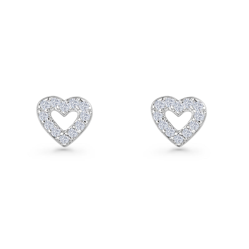 Open Heart CZ Stud Earring