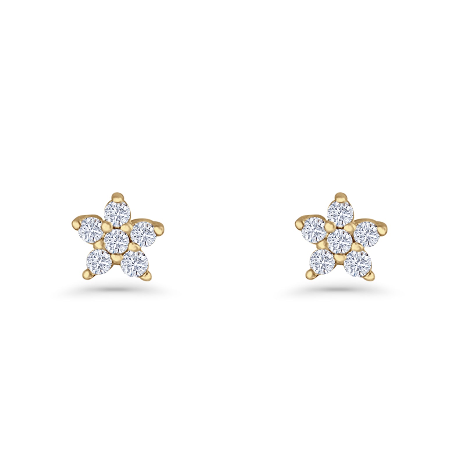 Minimal 3.3mm Star Flower Stud Earrings Cubic Zirconia 925 Sterling Silver