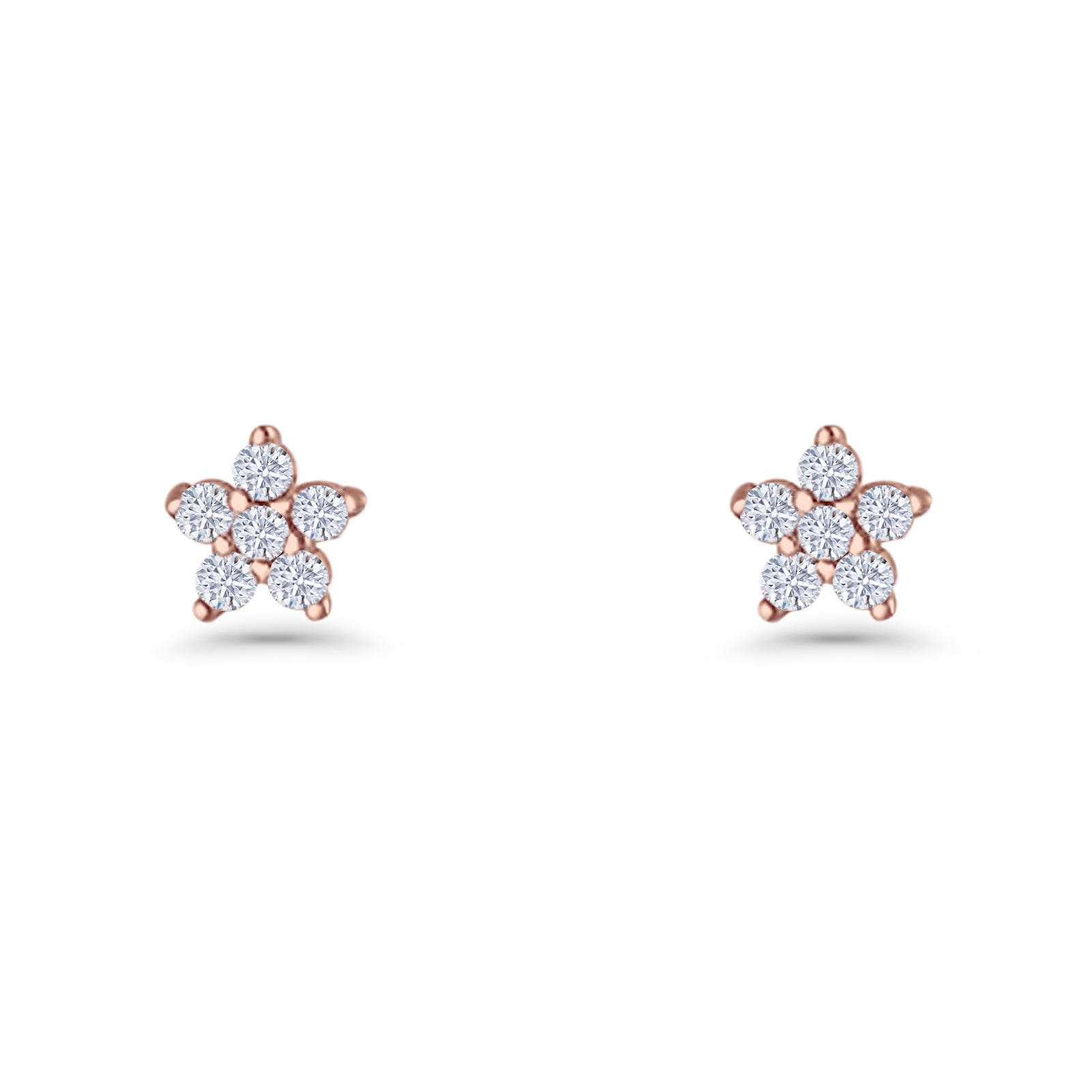 Star Flower Stud Earrings 3.5mm Cluster Cubic Zirconia 925 Sterling Silver