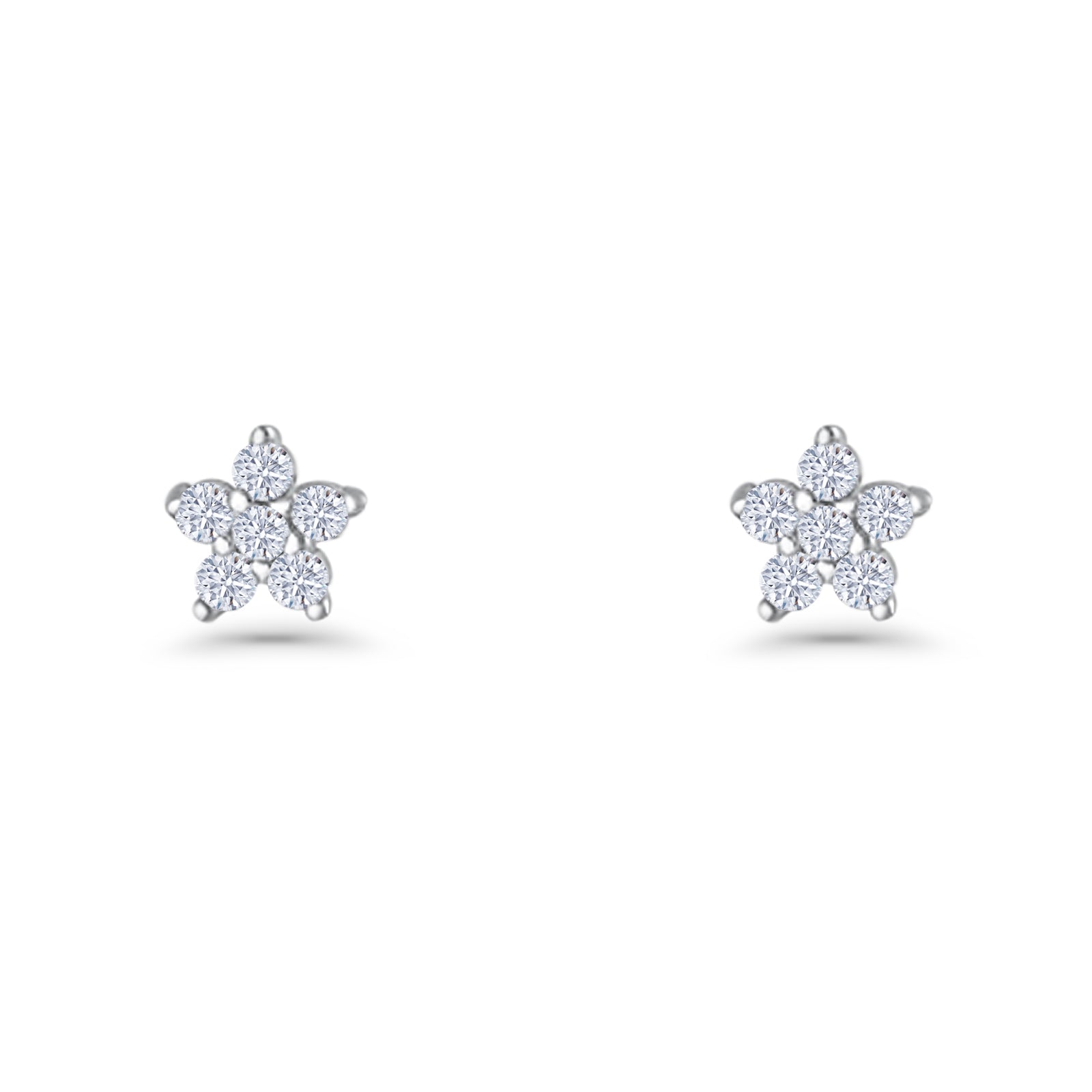Star Flower Stud Earrings 3.5mm Cluster Cubic Zirconia 925 Sterling Silver