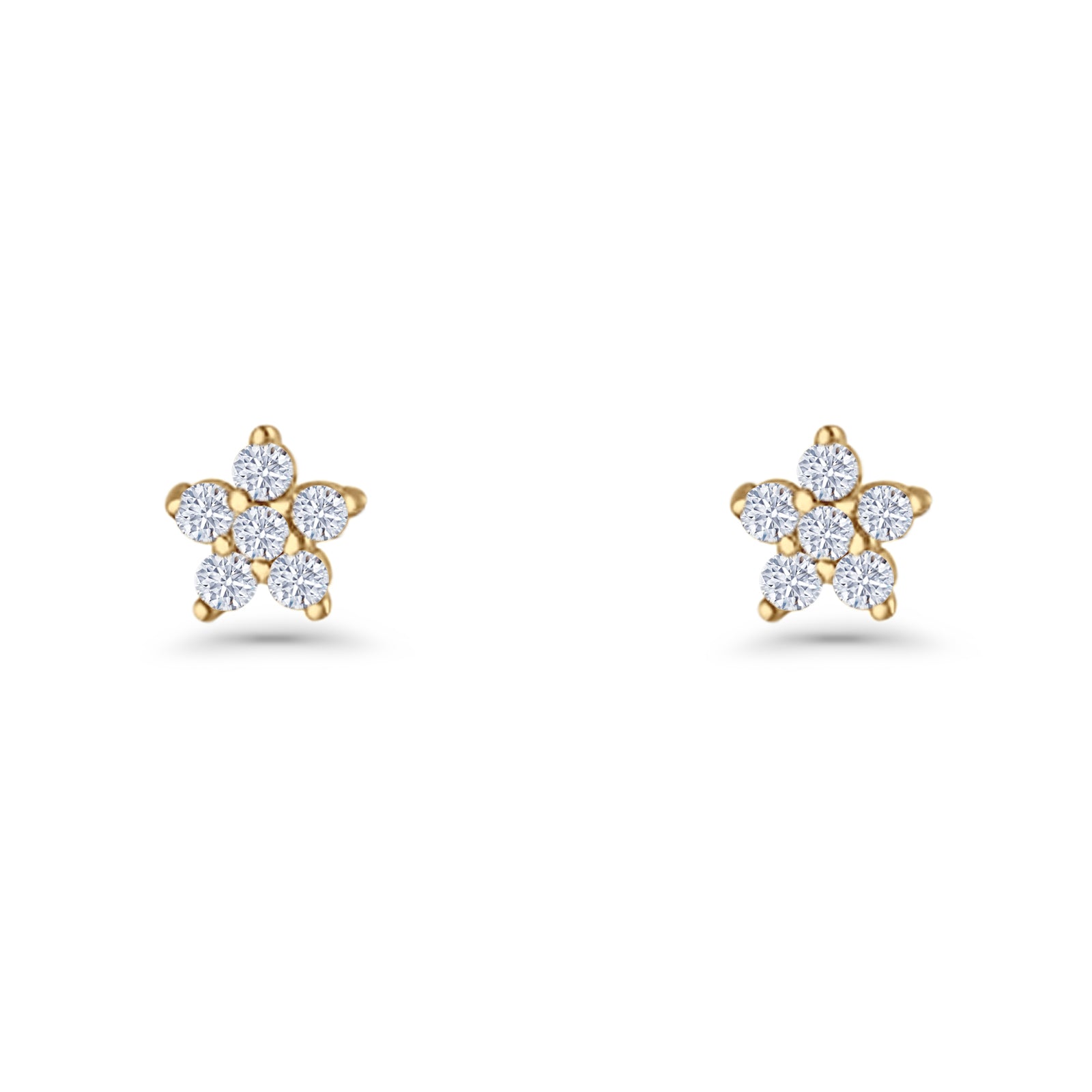 Star Flower Stud Earrings 3.5mm Cluster Cubic Zirconia 925 Sterling Silver