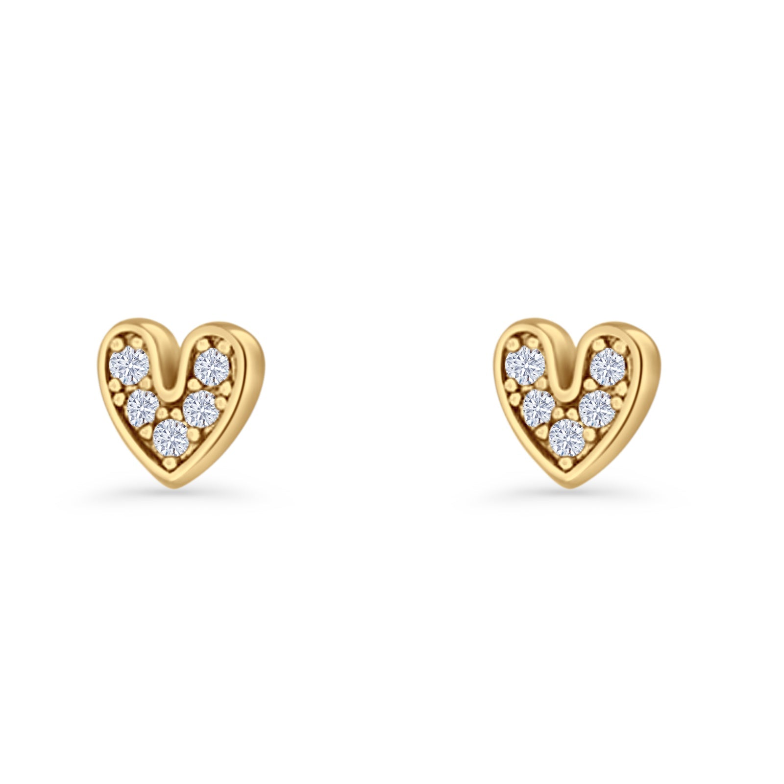 Minimalist 6.8mm Heart Stud Earrings Cubic Zirconia 925 Sterling Silver