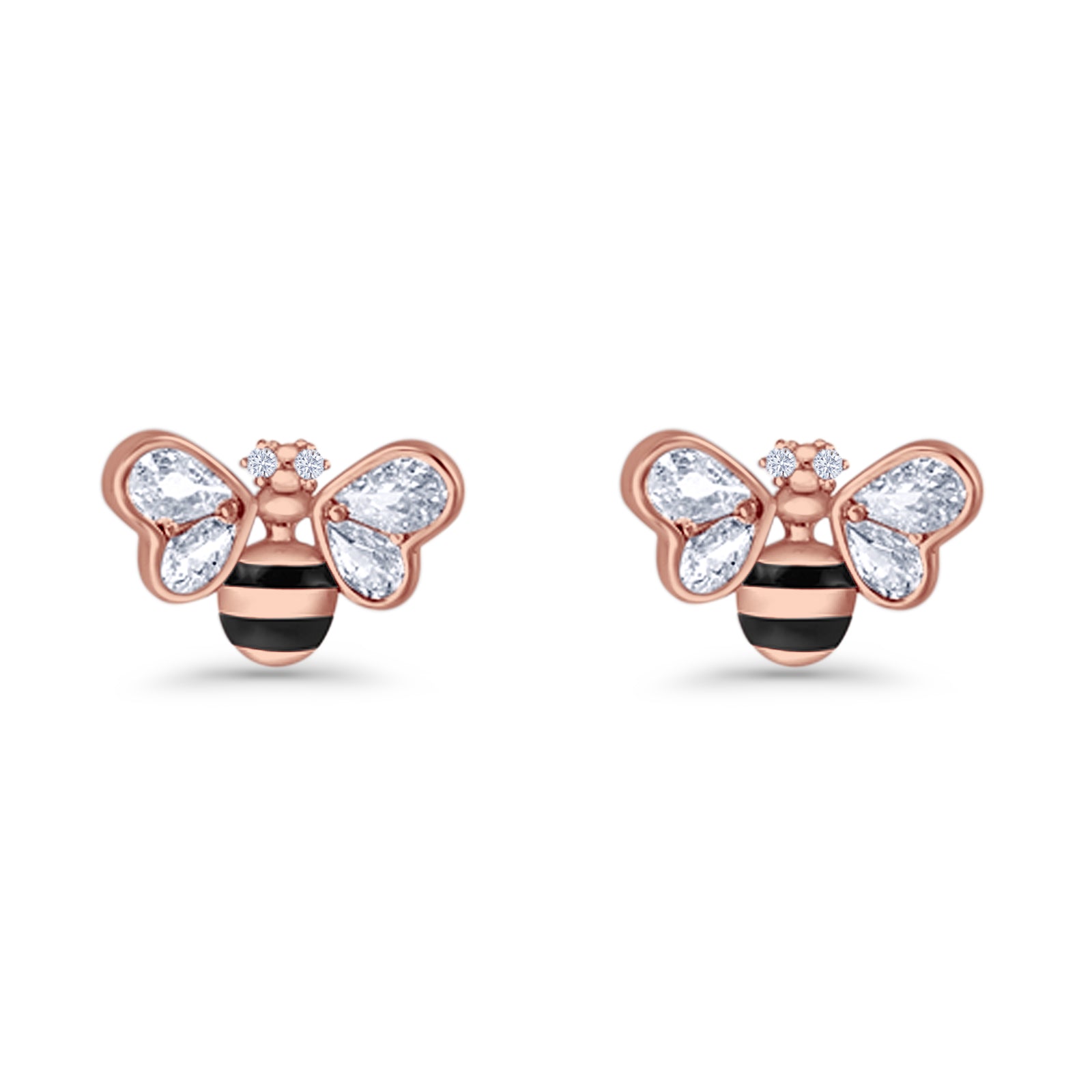 Bee Stud Earring 11.8mm Pear Cubic Zirconia 925 Sterling Silver