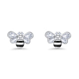 Bee Stud Earring 11.8mm Pear Cubic Zirconia 925 Sterling Silver