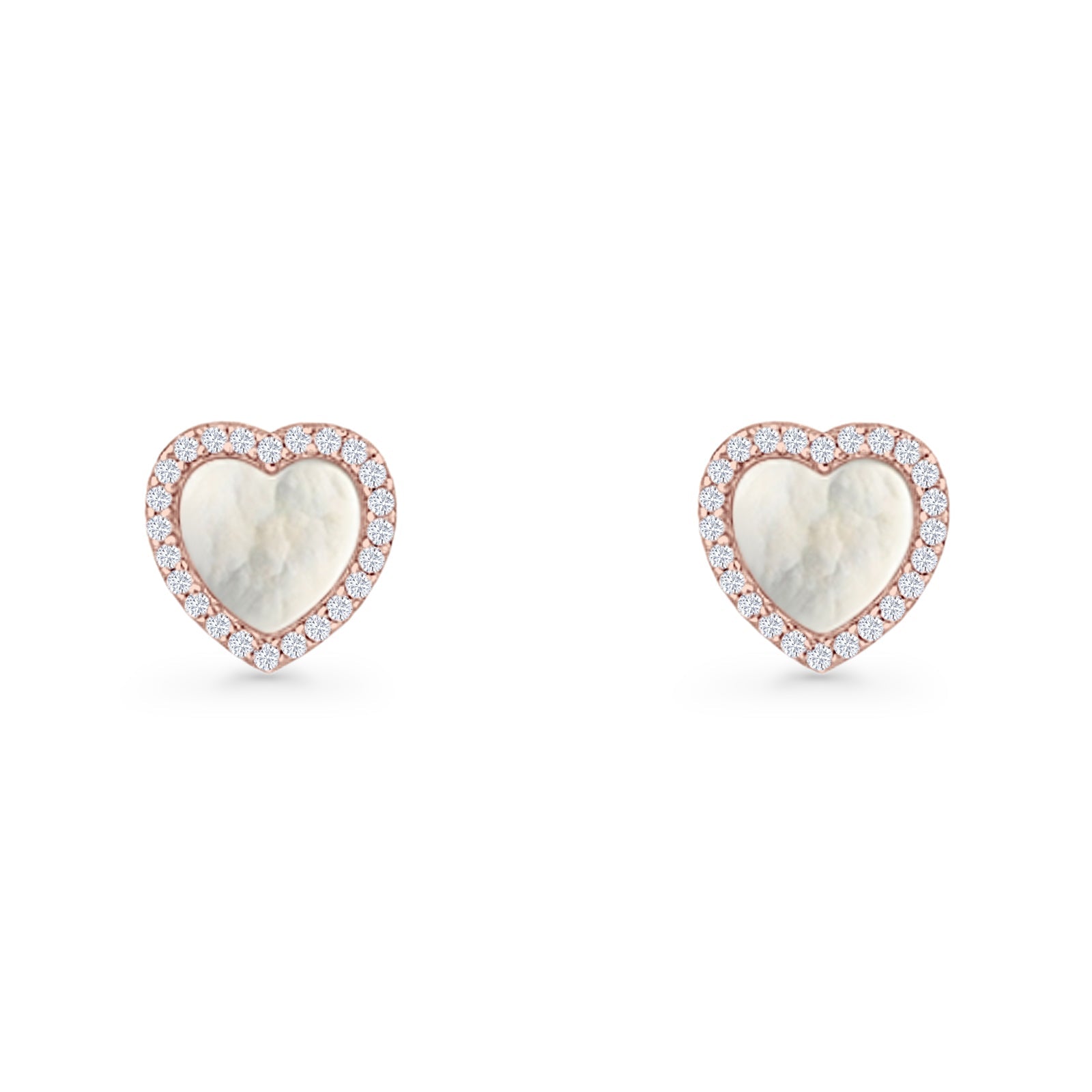 Minimalist 9.5mm Heart Promise Stud Earring Pearl & Cubic Zirconia 925 Sterling Silver