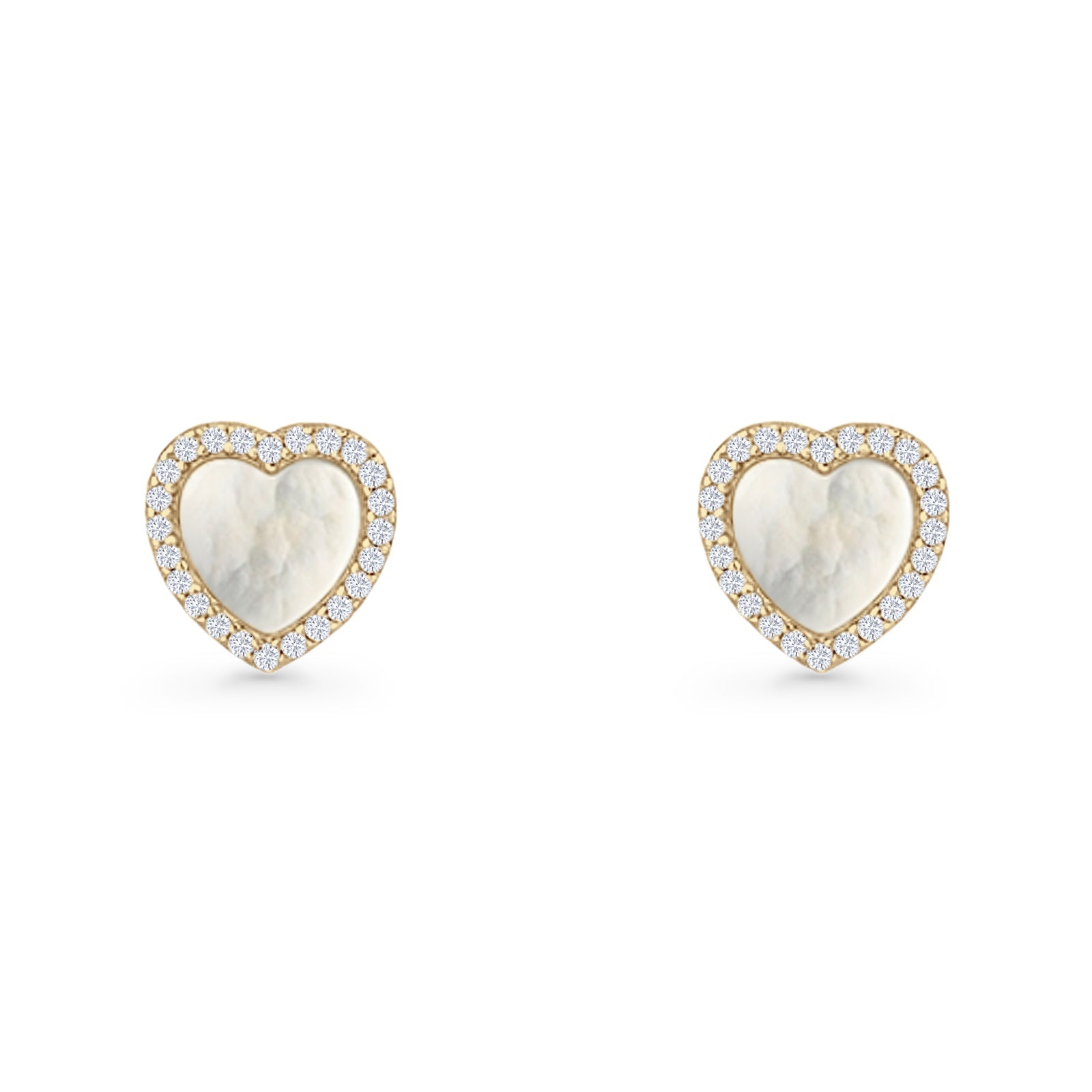 Minimalist 9.5mm Heart Promise Stud Earring Pearl & Cubic Zirconia 925 Sterling Silver