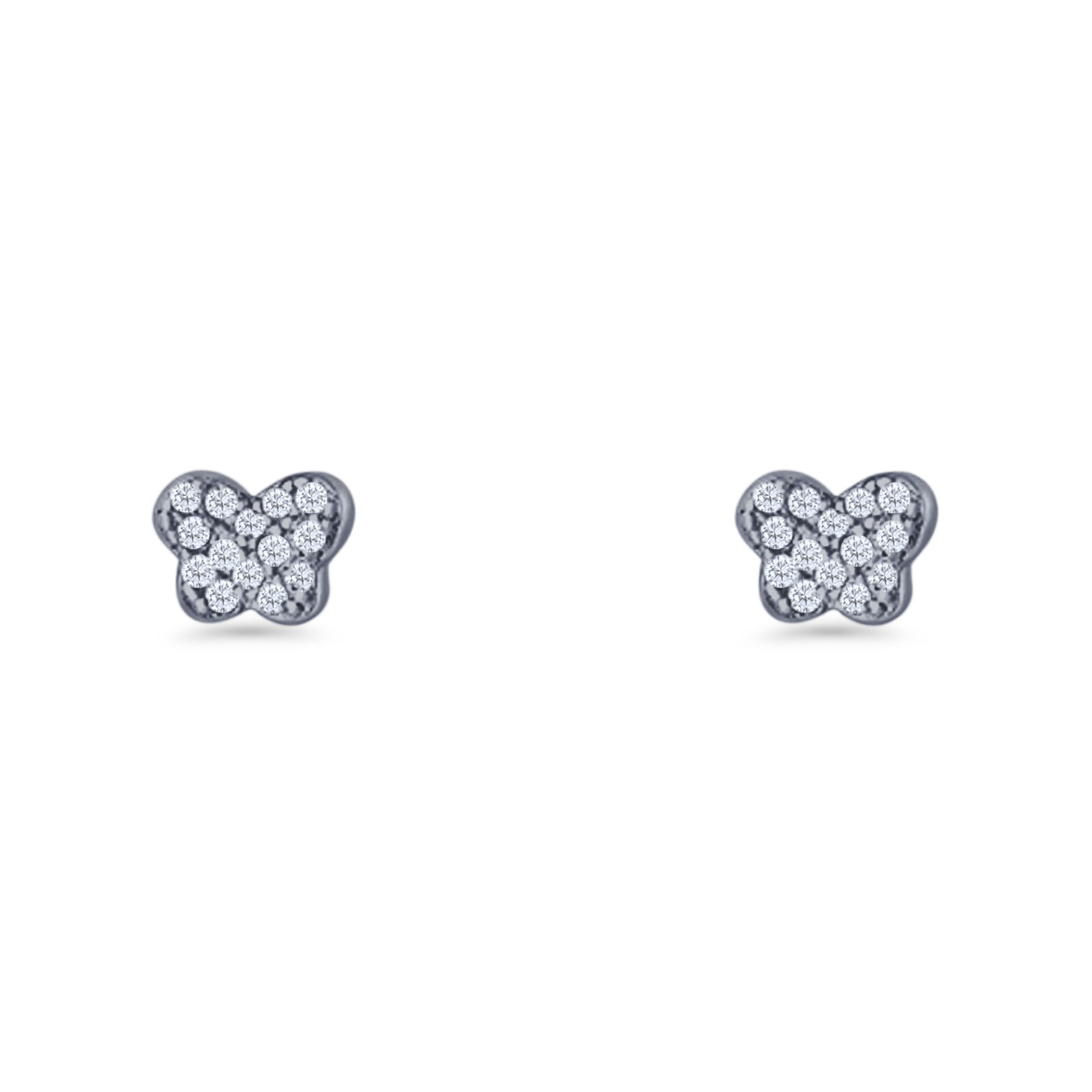 Butterfly Stud Earring 5mm Cluster Cubic Zirconia 925 Sterling Silver