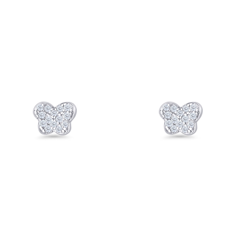 Butterfly Stud Earring 5mm Cluster Cubic Zirconia 925 Sterling Silver