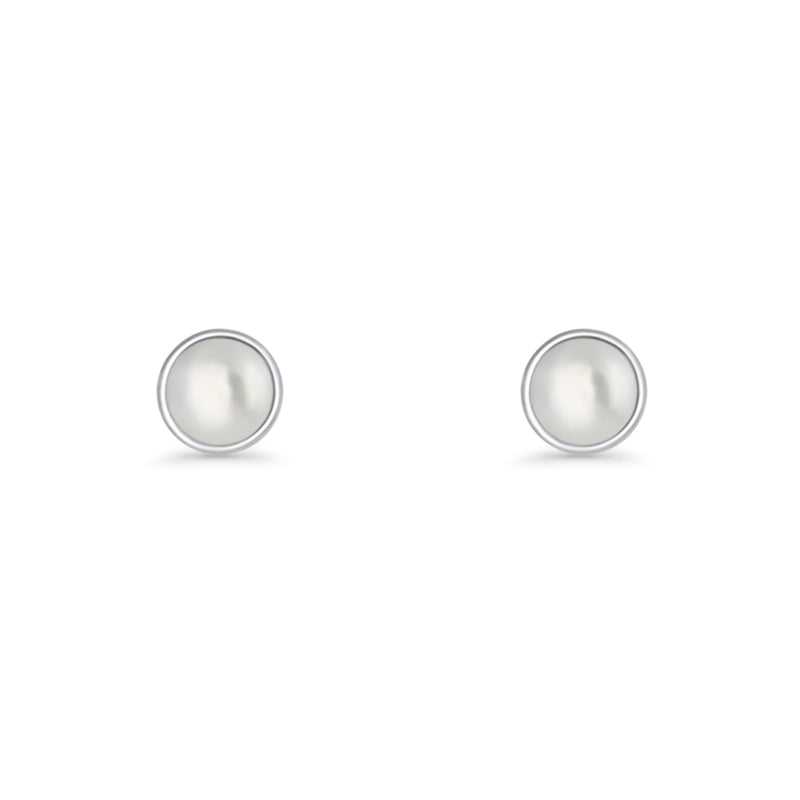 Freshwater Pearl 4.5mm Solitaire Small Stud Earrings 925 Sterling Silver