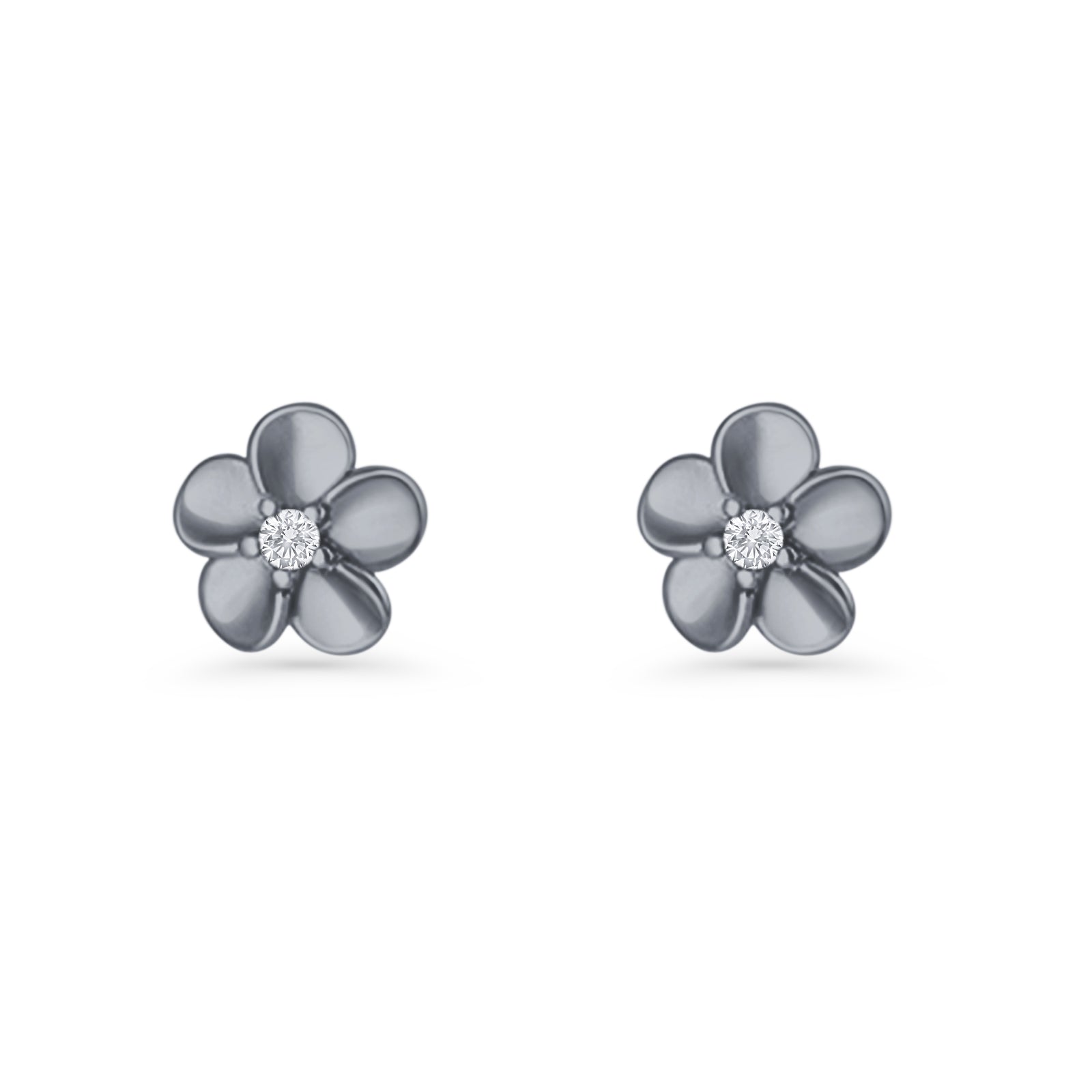 Flower Stud Earrings Cubic Zirconia 7.9mm 925 Sterling Silver