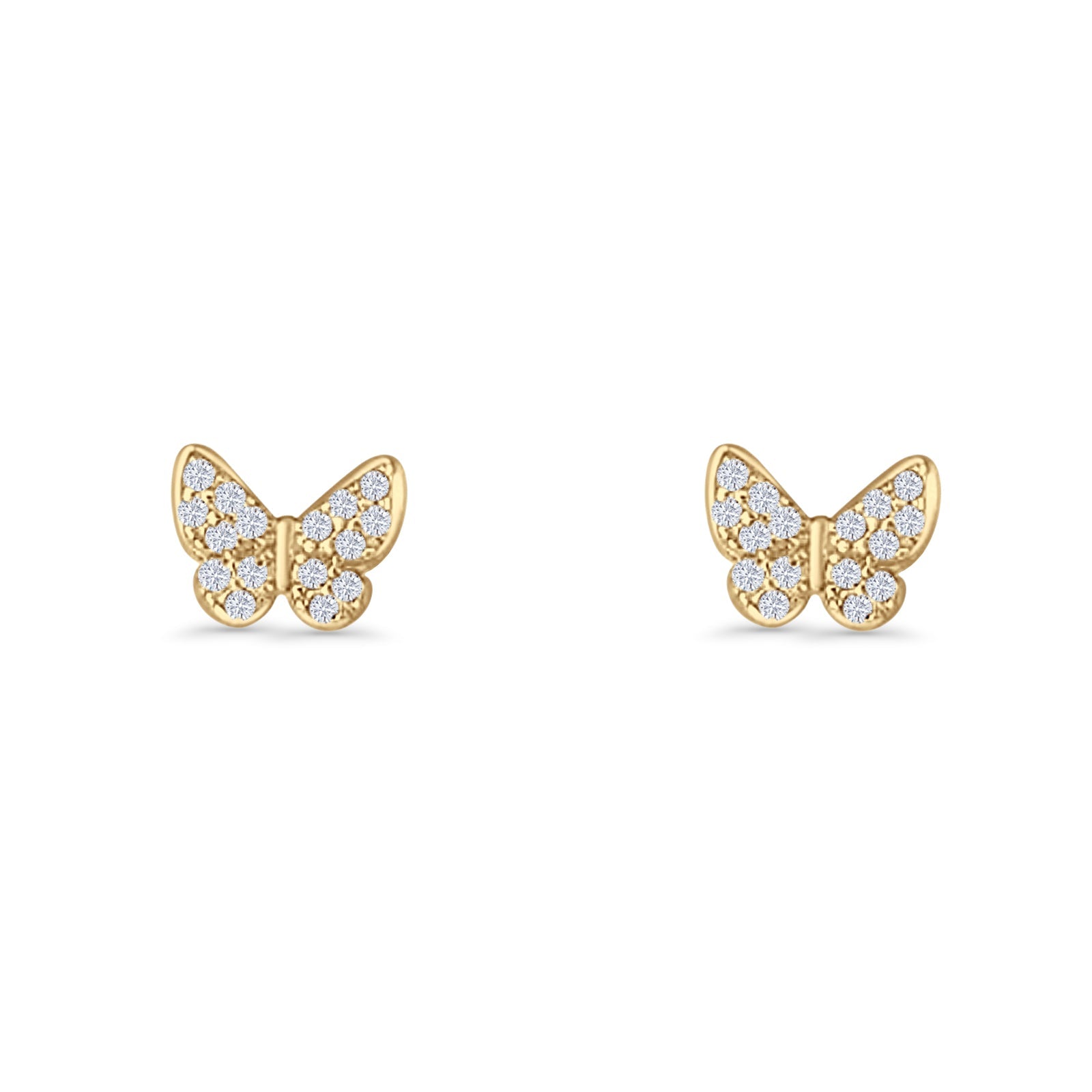 Butterfly Stud Earrings 6mm Cubic Zirconia 925 Sterling Silver