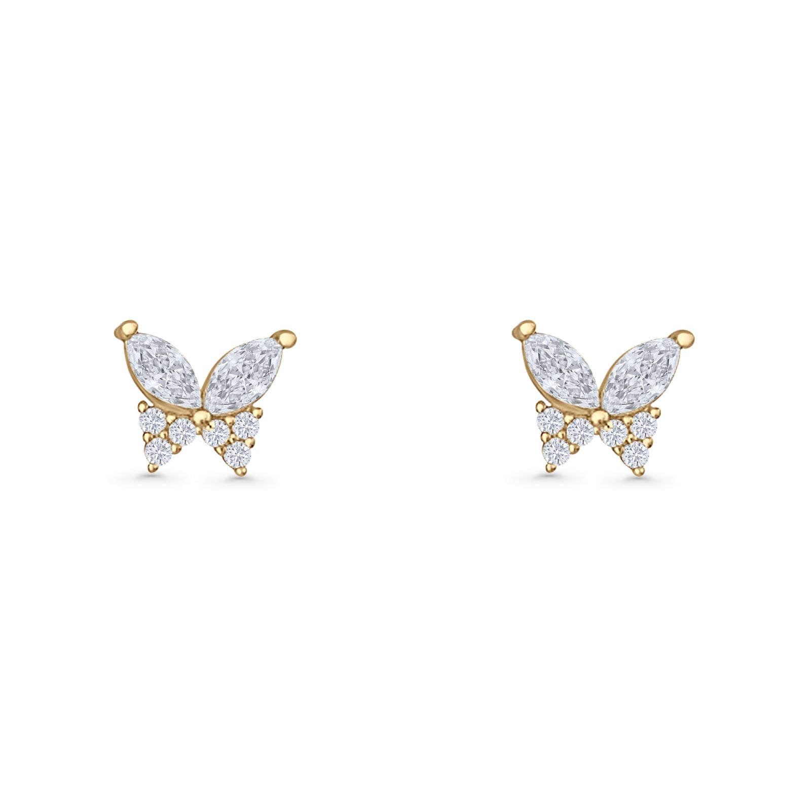 Butterfly Stud Earrings Marquise Cubic Zirconia 925 Sterling Silver
