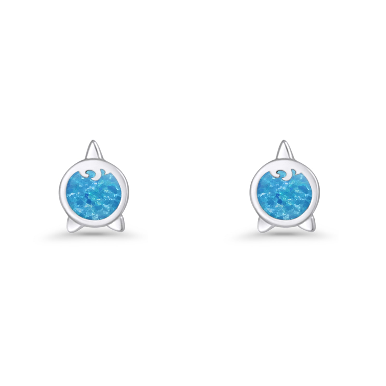 Round 9.6mm Lab Created Opal Unicorn Stud Earring 925 Sterling Silver