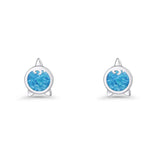 Round 9.6mm Lab Created Opal Unicorn Stud Earring 925 Sterling Silver