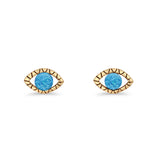 Eyelashes Eye Stud Earring 4.8mm Lab Created Opal Oxidized 925 Sterling Silver