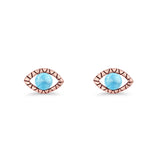 Eyelashes Eye Stud Earring 4.8mm Lab Created Opal Oxidized 925 Sterling Silver