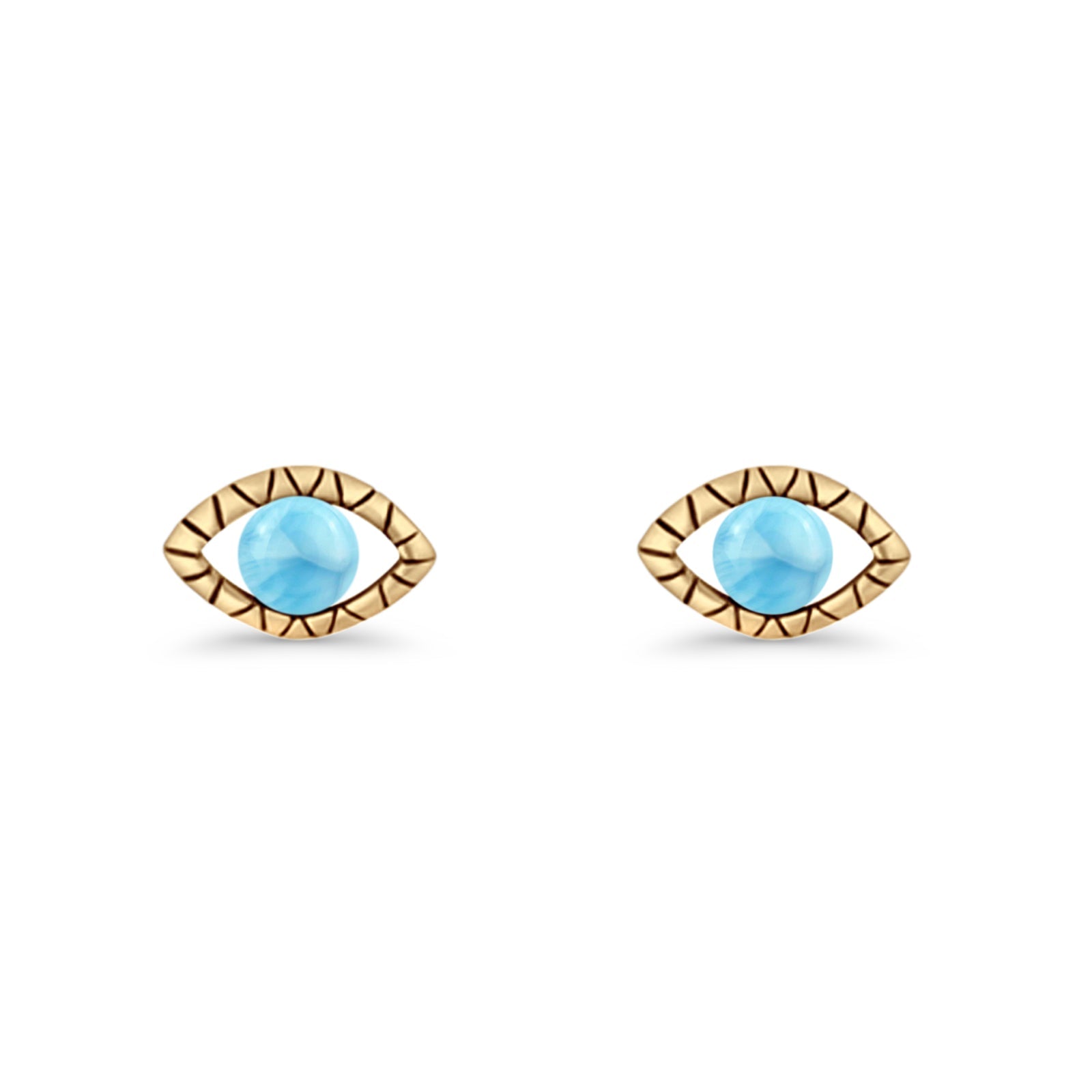 Eyelashes Eye Stud Earring 4.8mm Lab Created Opal Oxidized 925 Sterling Silver