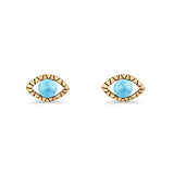 Eyelashes Eye Stud Earring 4.8mm Lab Created Opal Oxidized 925 Sterling Silver