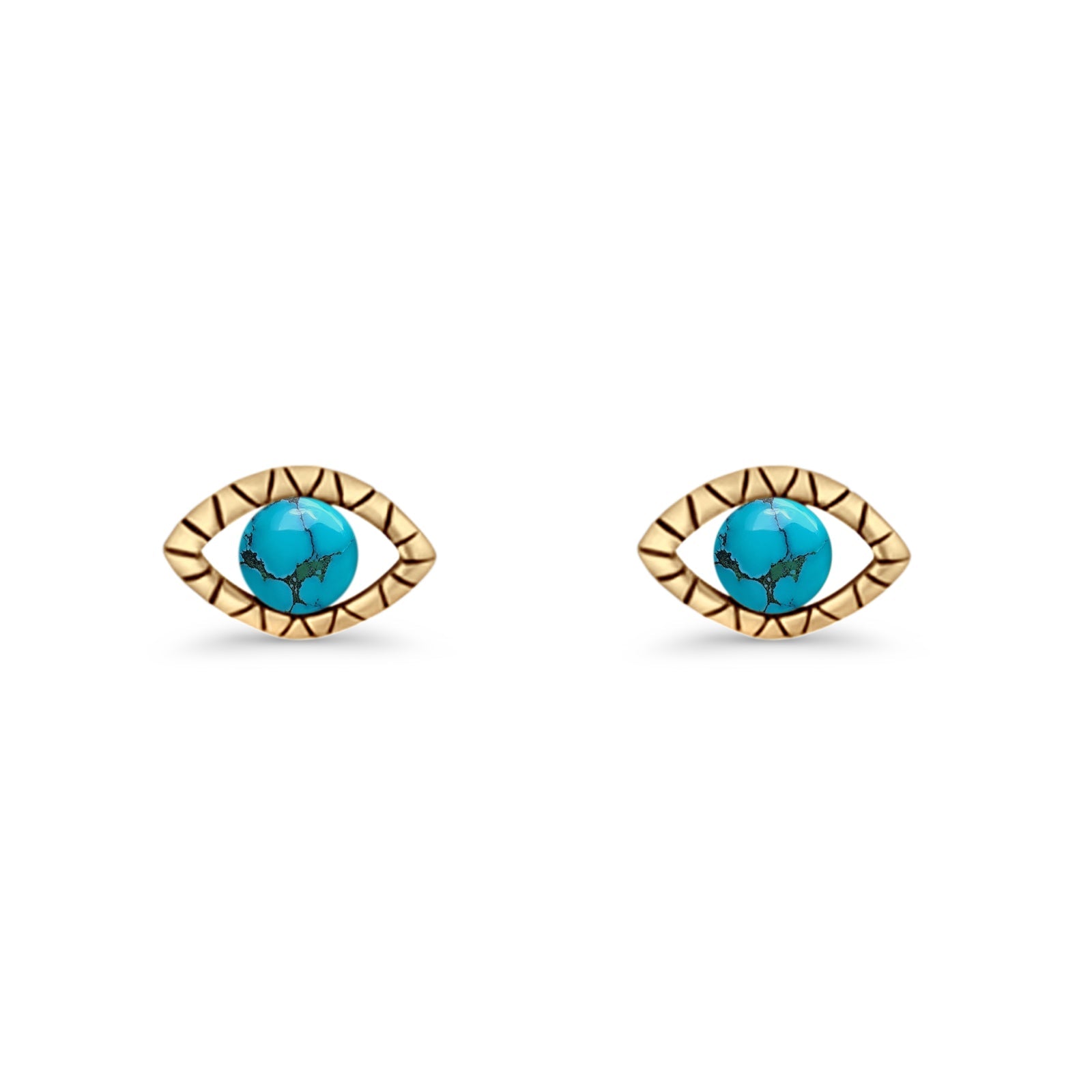 Eyelashes Eye Stud Earring 4.8mm Lab Created Opal Oxidized 925 Sterling Silver