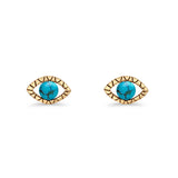 Eyelashes Eye Stud Earring 4.8mm Lab Created Opal Oxidized 925 Sterling Silver