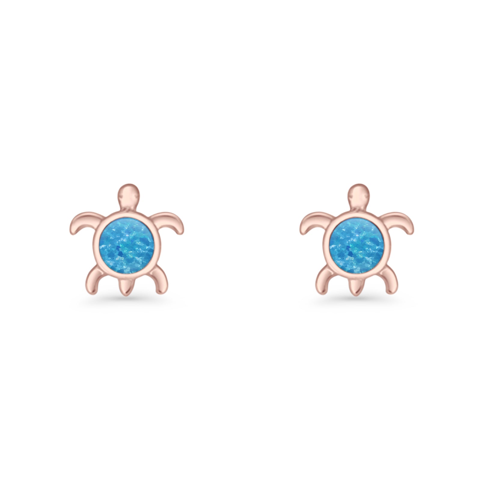 Round 8.5mm Lab Created Opal Turtle Stud Earring 925 Sterling Silver