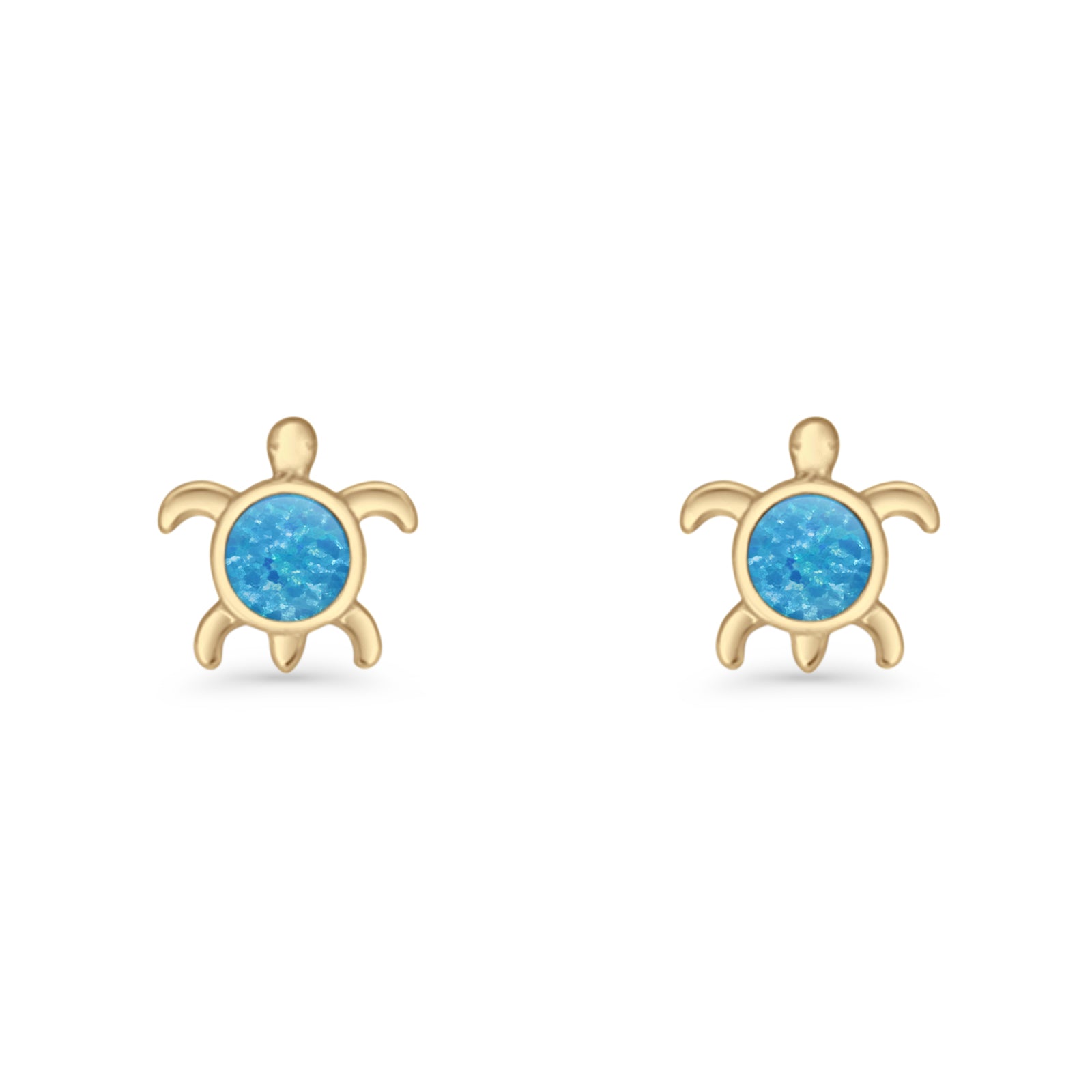 Round 8.5mm Lab Created Opal Turtle Stud Earring 925 Sterling Silver
