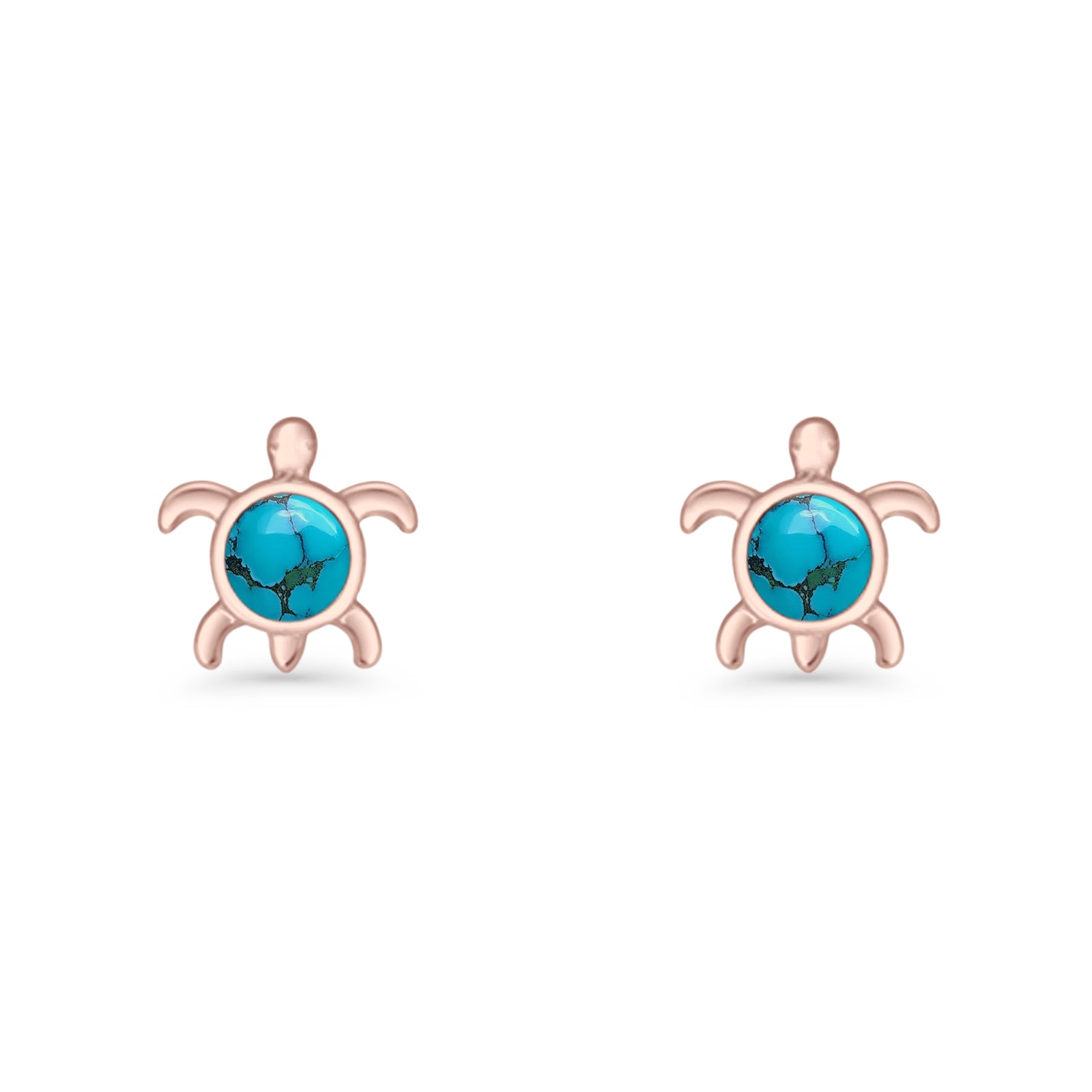 Round 8.5mm Lab Created Opal Turtle Stud Earring 925 Sterling Silver