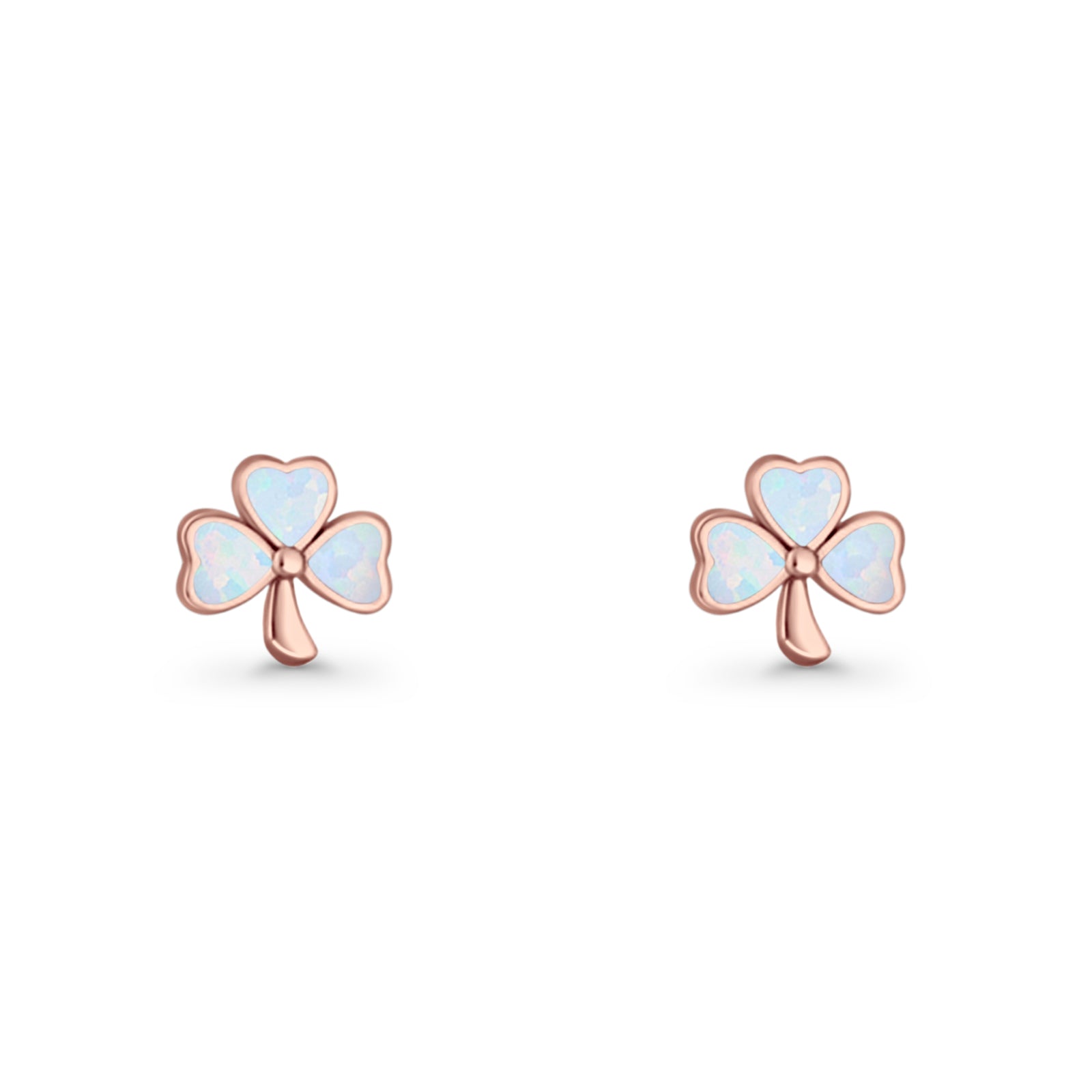 Four Leaf Clover Stud Earring 7mm Lab Created Opal 925 Sterling Silver