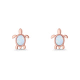Oval 8.3mm Turtle Stud Earring Lab Created Opal 925 Sterling Silver