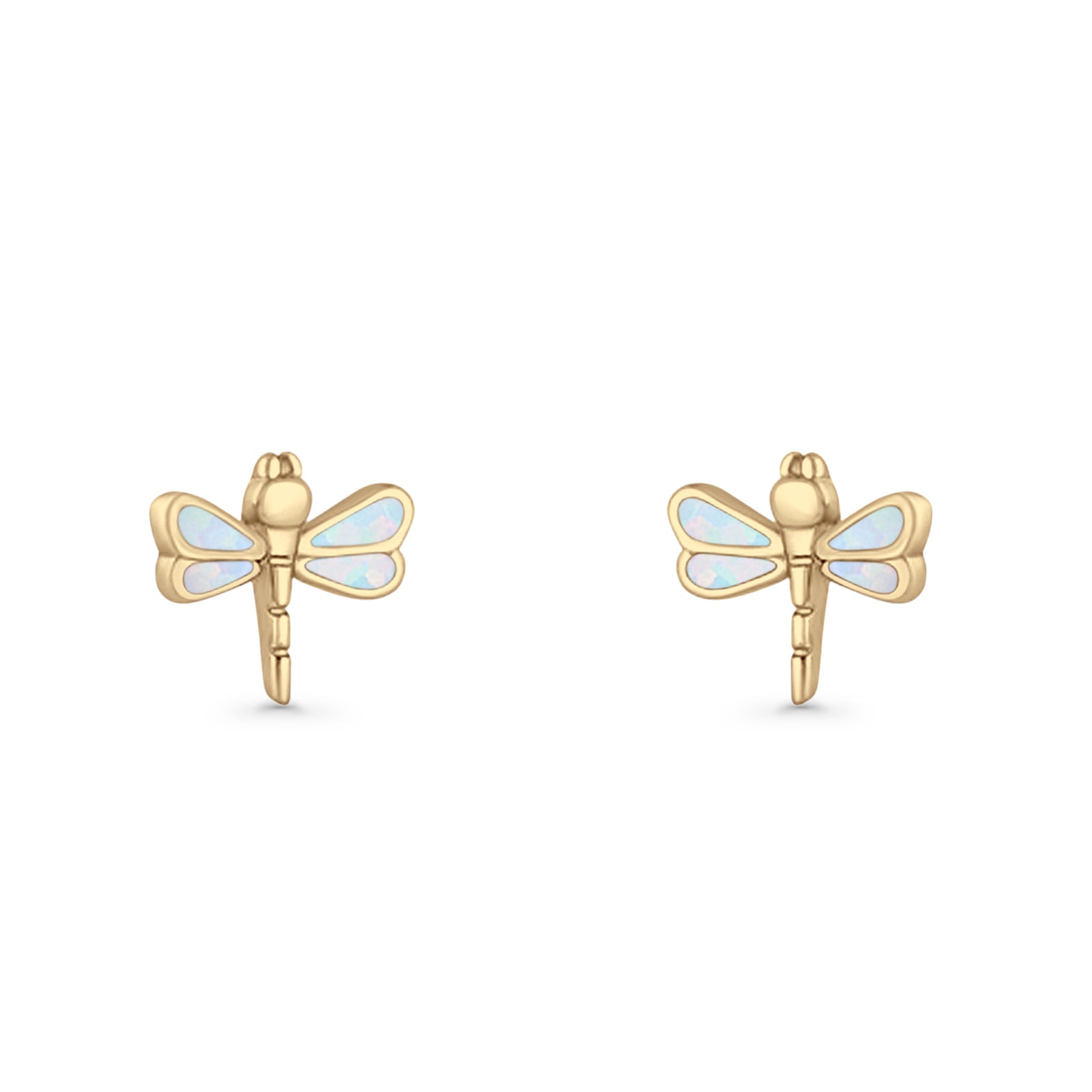Dragonfly Stud Earring 8.8mm Lab Created Opal 925 Sterling Silver