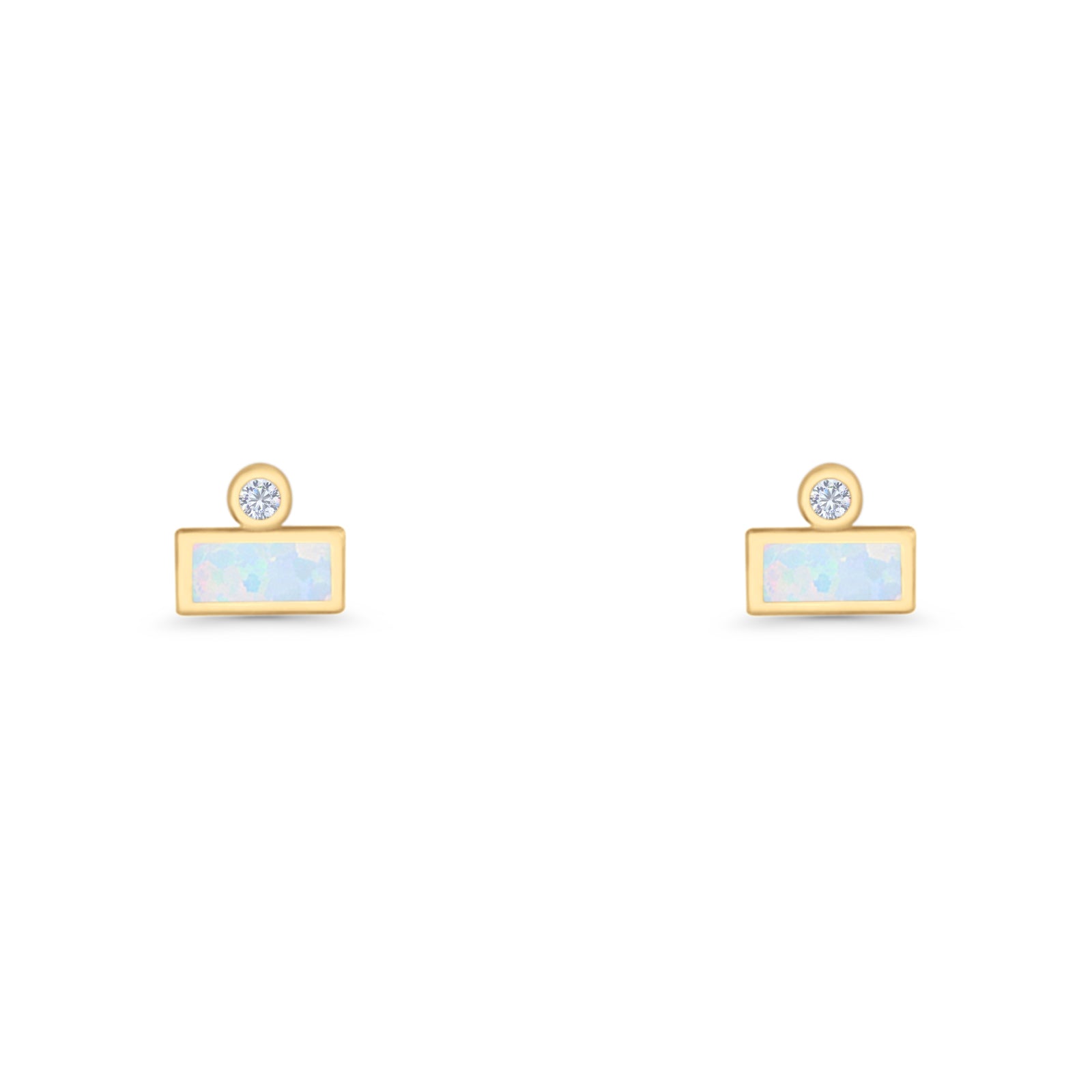 Rectangular 5.8mm Lab Created Opal Bar Stud Earring 925 Sterling Silver