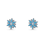 Flower Stud Earring 11mm Floral Lab Created Opal 925 Sterling Silver